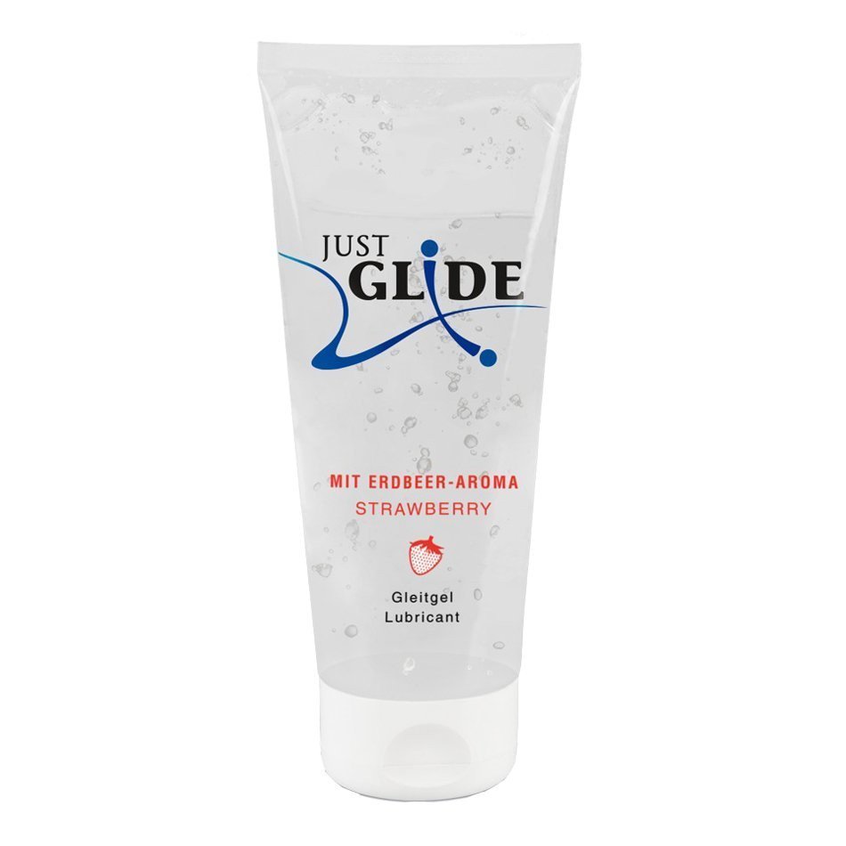 Braškių kvapo vandens pagrindo lubrikantas „Just Glide Strawberry“, 200 ml - Just Glide