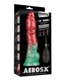 Pripučiamas silikoninis dildo „Aerosx Nr. 10 Red/Green“ - Lovetoy