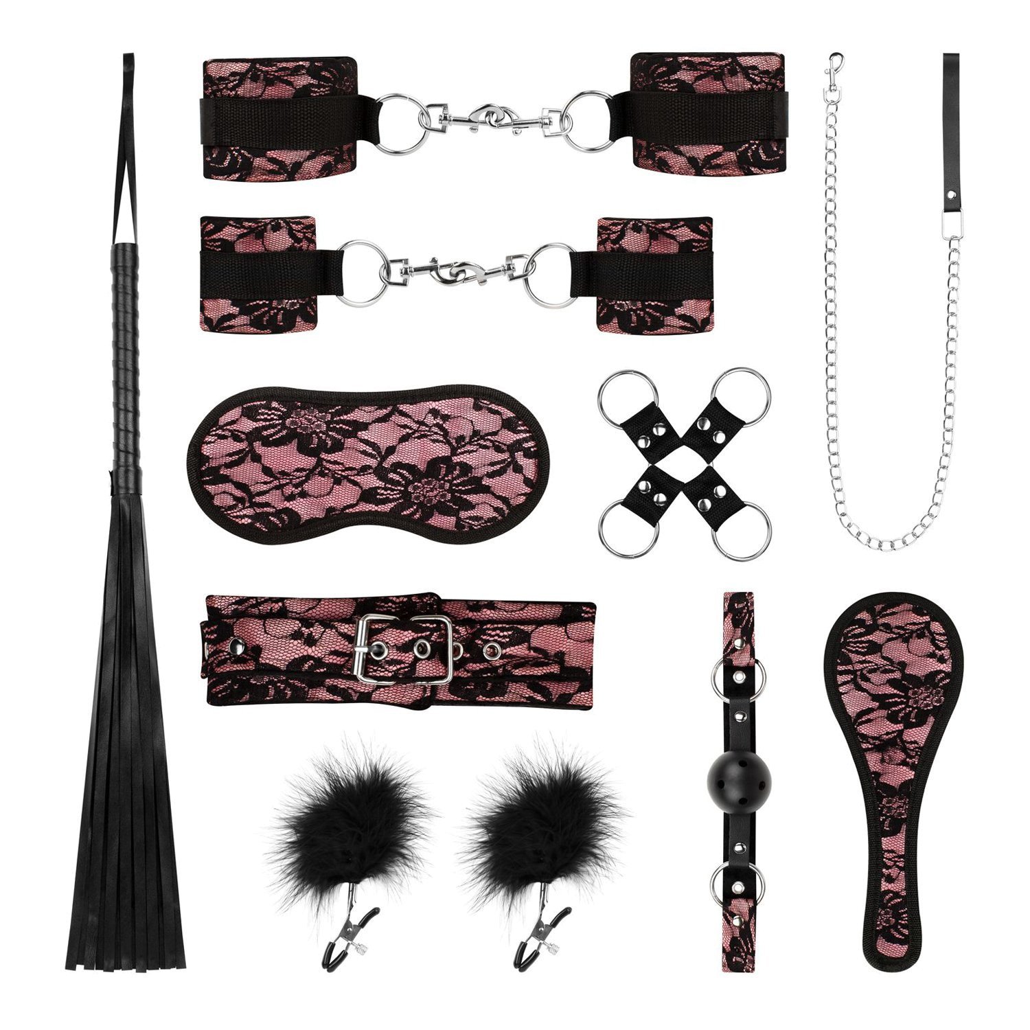 BDSM rinkinys „Lace & Leather Look“ - Bedroom Fantasies