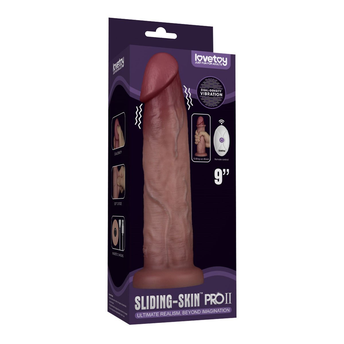 Vibruojantis dildo „Sliding Skin Pro II 9 Inch“ - Lovetoy