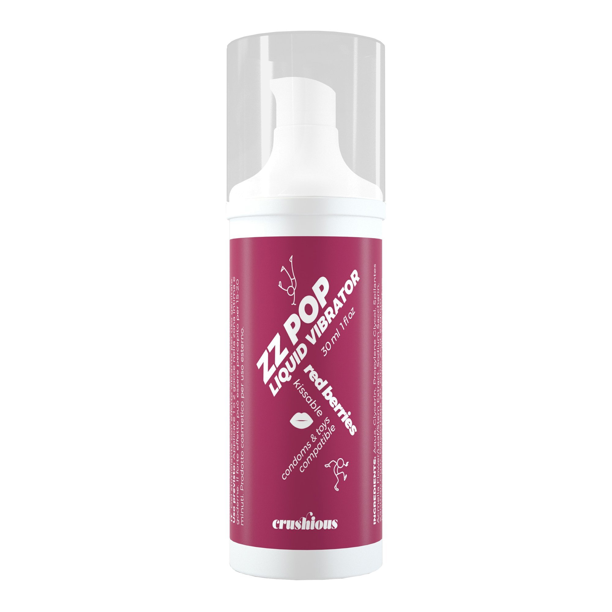 Stimuliuojantis gelis „ZZ Pop Liquid Vibrator Red Berries“, 30 ml - Crushious
