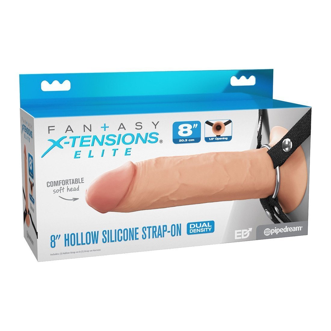 Tuščiaviduris strap-on dildo „8 Inch Silicone Hollow Strap-on“ - Pipedream