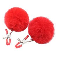 Spenelių spaustukai „Faux Fur Ball Nipple Clamps“ - Latetobed