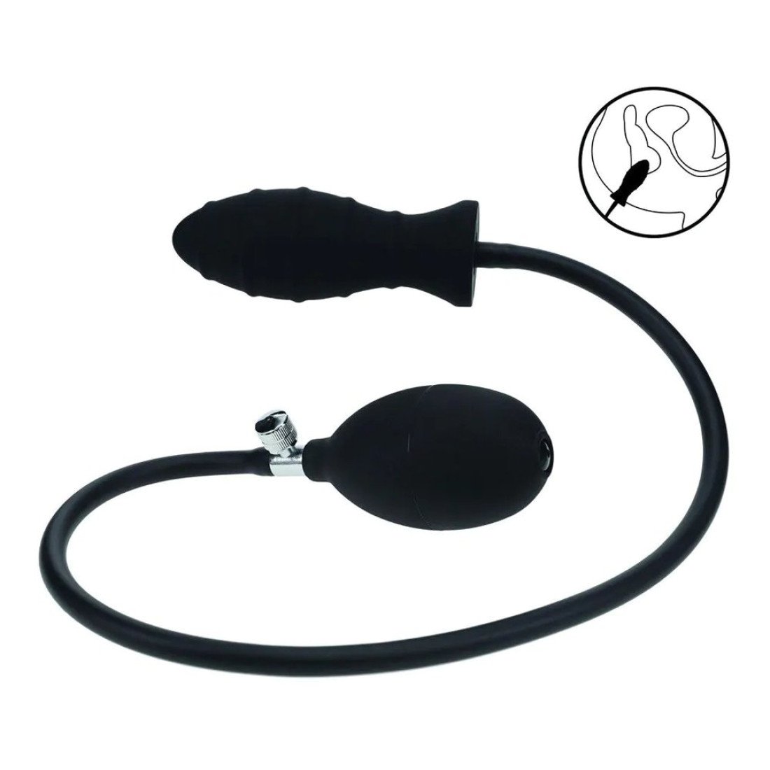 Pripučiamas analinis kaištis „Ribbed Inflatable Silicone Anal Plug“ - Shots Toys