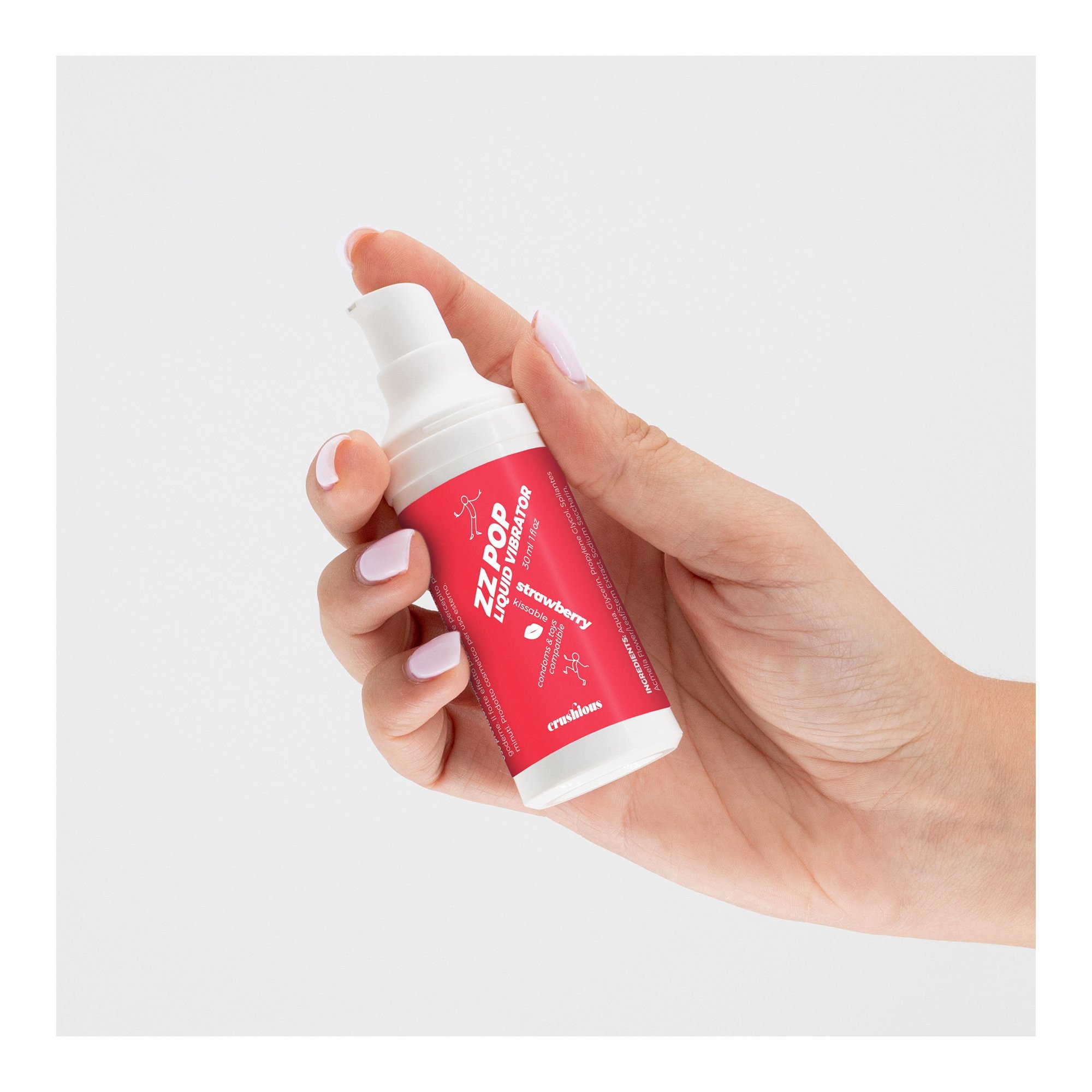 Stimuliuojantis gelis „ZZ Pop Liquid Vibrator Strawberry“, 30 ml - Crushious