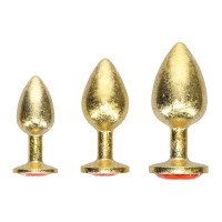 Analinių kaiščių rinkinys „Metal Anal Plug Set Gold“ - Ouch!