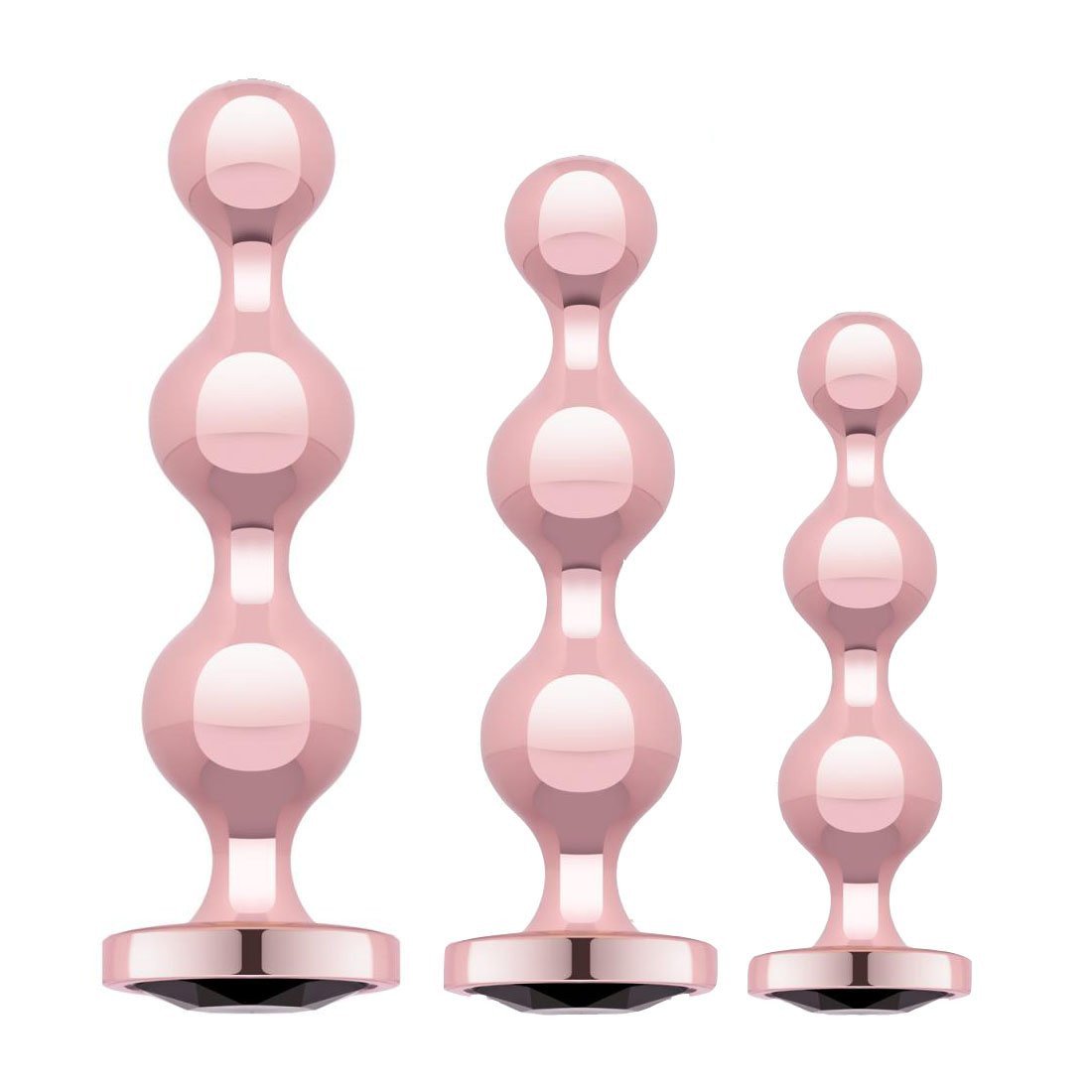 Analinių kaiščių rinkinys „Metal Butt Plug Set“ - Rosy Gold