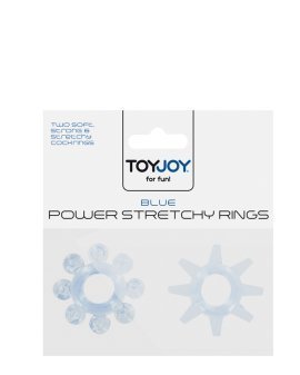 Mėlynų žiedų rinkinys „Power Stretchy Rings“ - ToyJoy