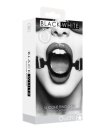 Atviras burnos kaištis „Black & White Ring Gag“ - Ouch!