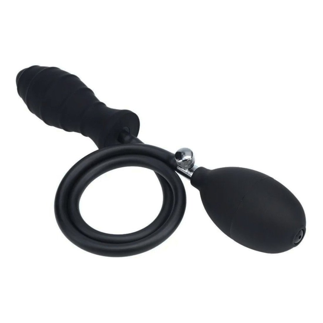 Pripučiamas analinis kaištis „Ribbed Inflatable Silicone Anal Plug“ - Shots Toys