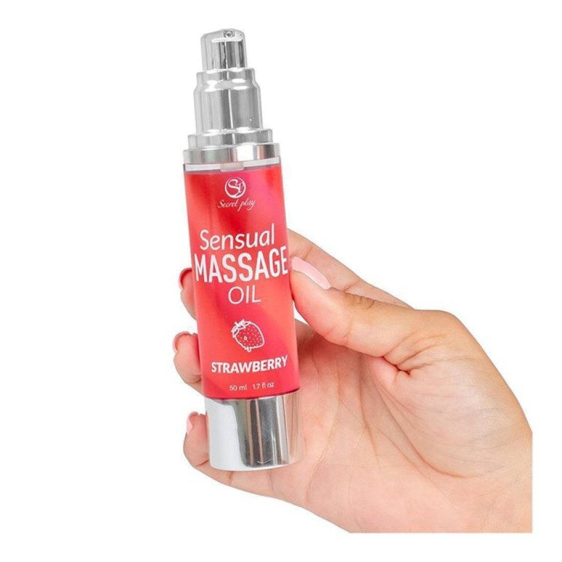 Masažo aliejus „Sensual Massage Oil Strawberry“, 50 ml - Secret Play
