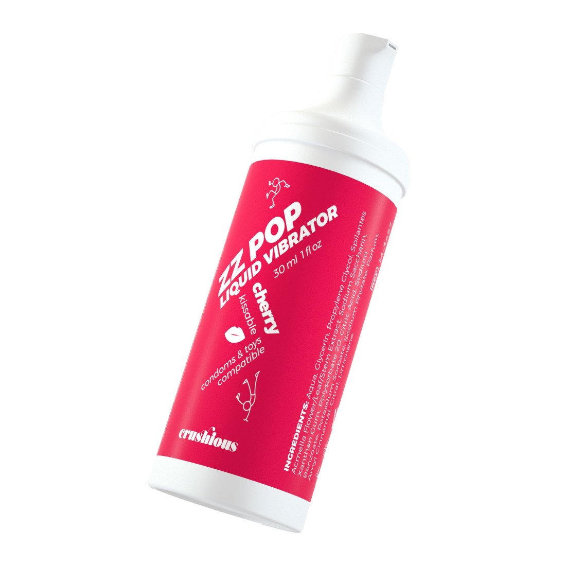 Stimuliuojantis gelis „ZZ Pop Liquid Vibrator Cherry“, 30 ml - Crushious