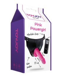 Vibruojantis strap-on dildo „Pink Powergirl“ - ToyJoy