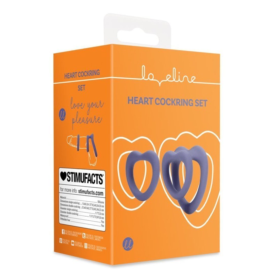Penio žiedų rinkinys „Heart Cockring Set“ - Loveline