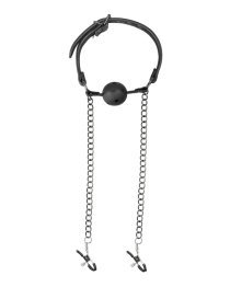 Burnos kaištis su spenelių spaustukais „Ball Gag & Nipple Clamps“ - EasyToys