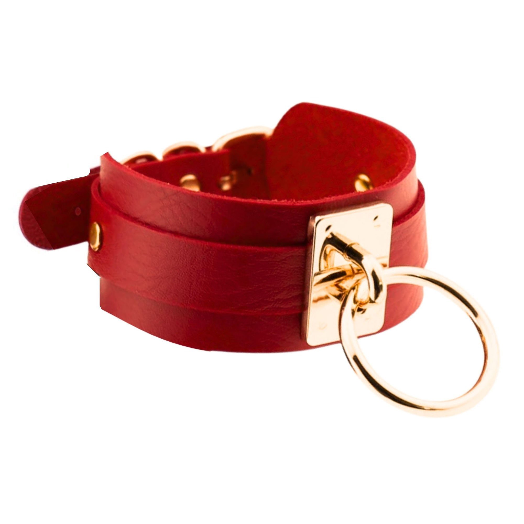 Antkaklis „O-Ring Collar Burgundy Gold“ - Kinky Diva