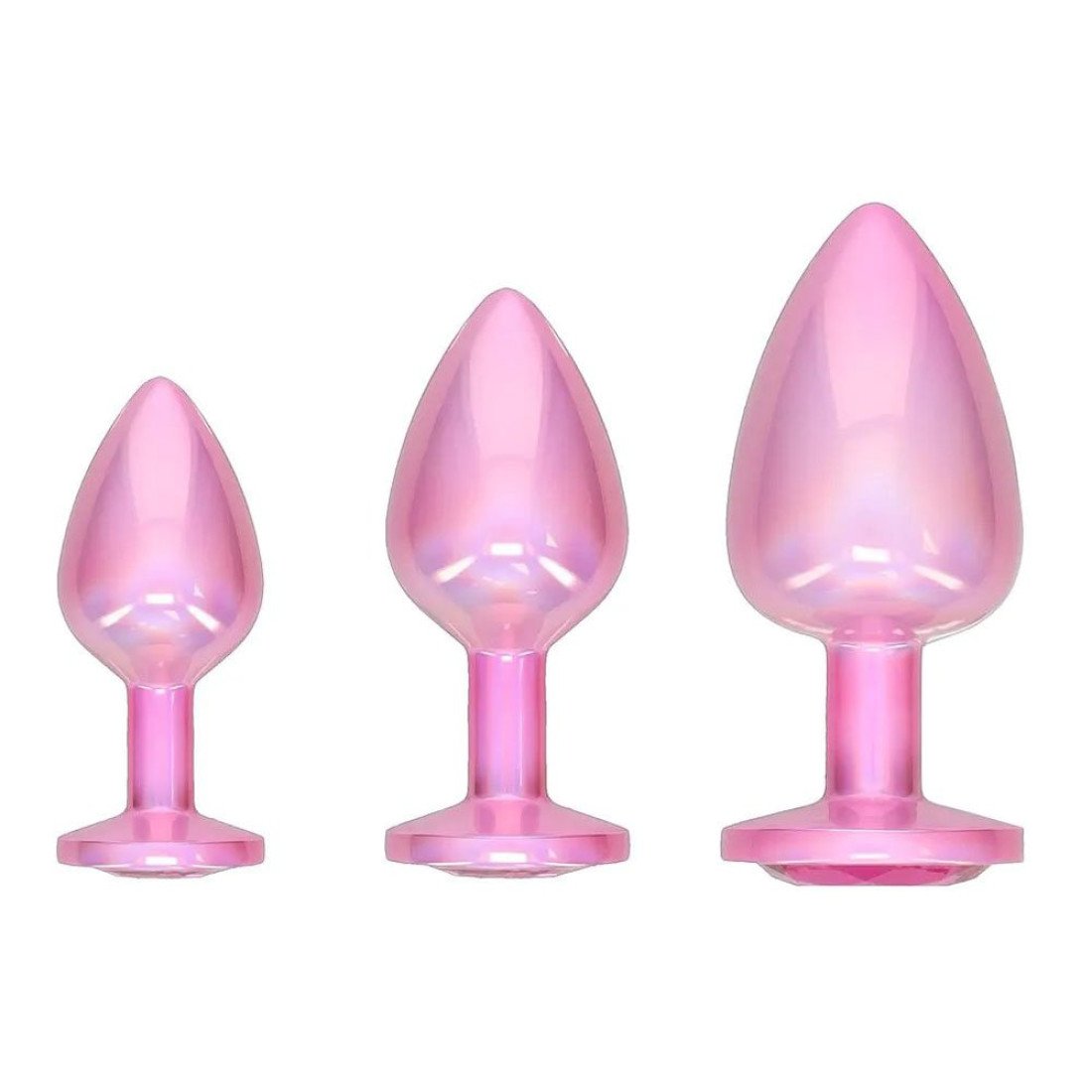 Analinių kaiščių rinkinys „Metal Anal Plug Set Pink“ - Ouch!