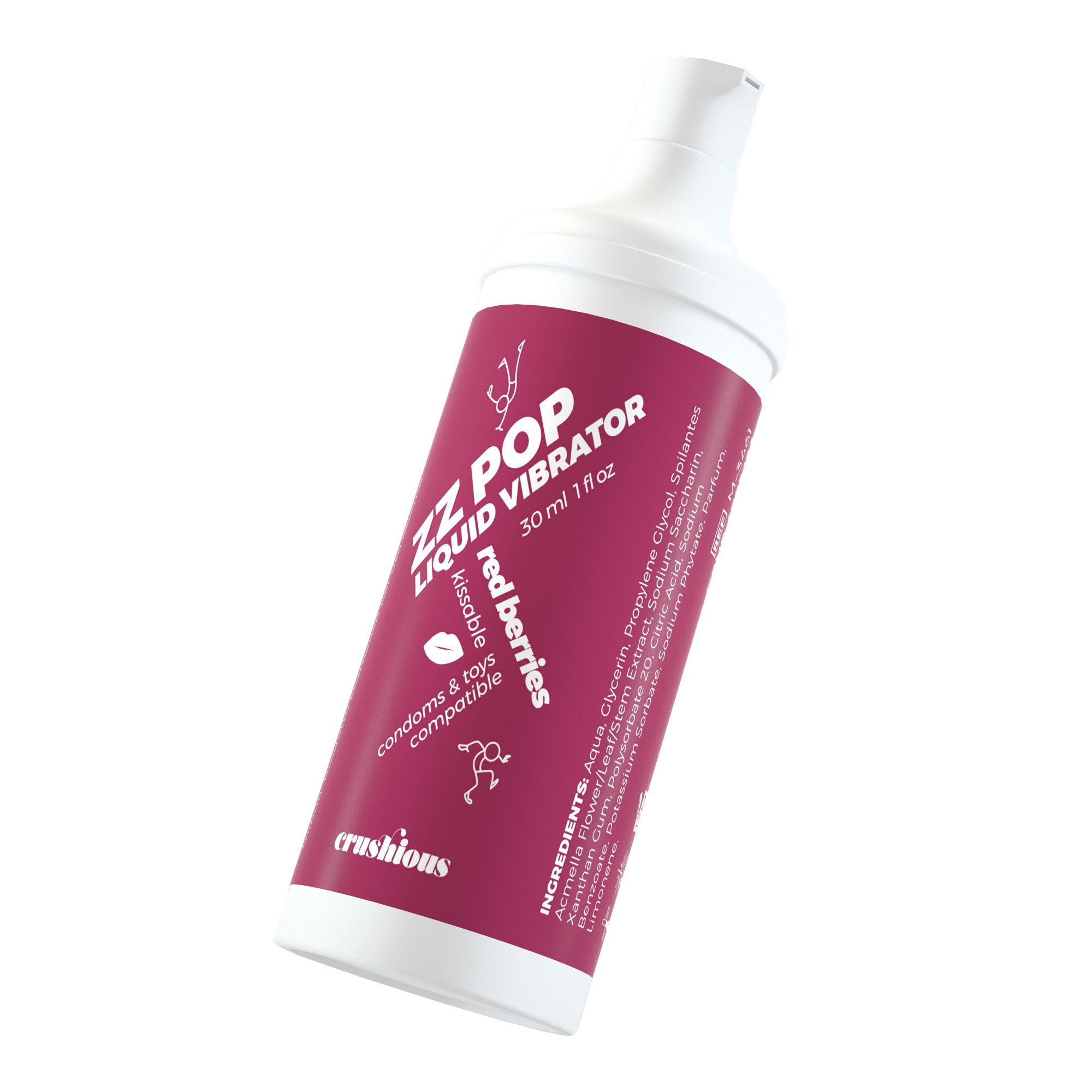 Stimuliuojantis gelis „ZZ Pop Liquid Vibrator Red Berries“, 30 ml - Crushious