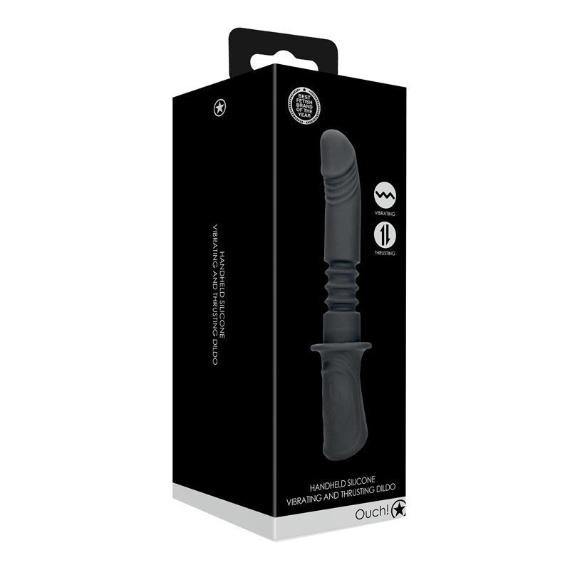 Automatinis vibratorius „Handheld Silicone Vibrating and Thrusting Dildo“ - Ouch!