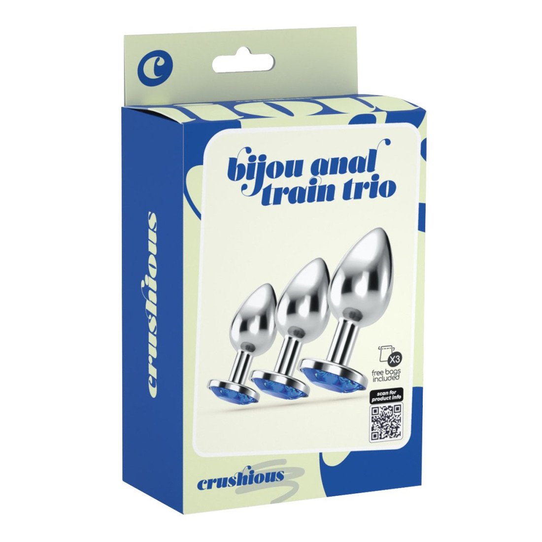 Analinių kaiščių rinkinys „Bijou Anal Train Trio Blue“ - Crushious