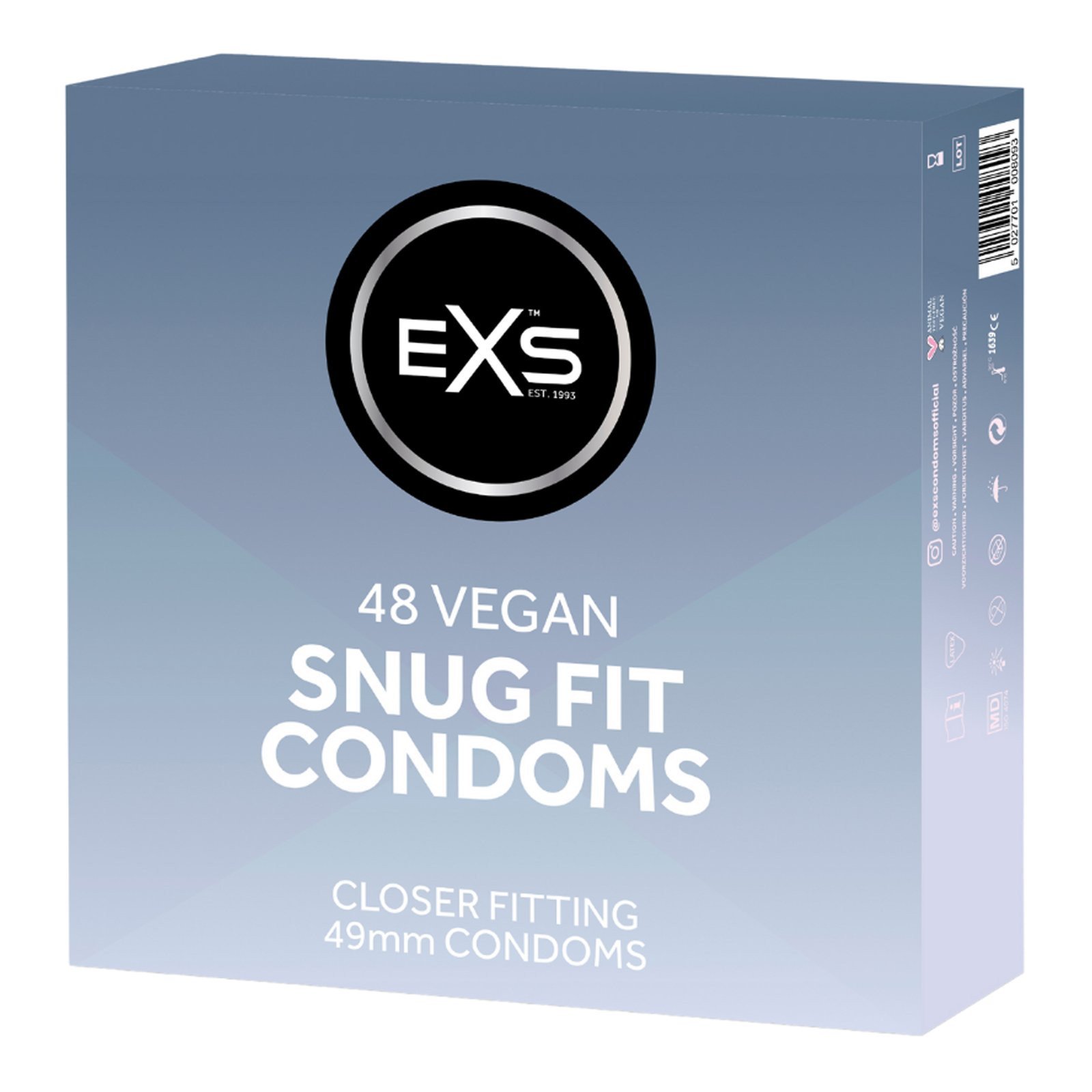 Siauresni prezervatyvai „Snug Fit“, 48 vnt. - EXS Condoms