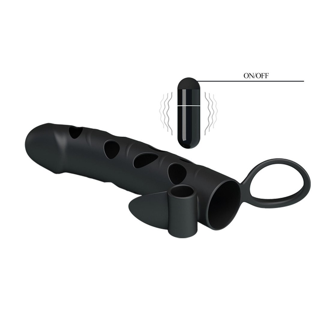 Vibruojanti penio mova „Penis Sleeve with Ball Strap 6“ - Pretty Love