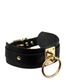 Antkaklis „O-Ring Collar Black Gold“ - Kinky Diva