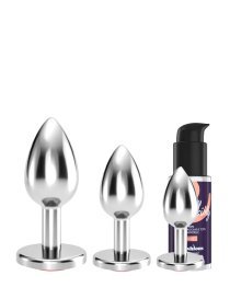 Analinių kaiščių ir lubrikanto rinkinys „Bijou Anal Wet Train Trio Red“ - Crushious