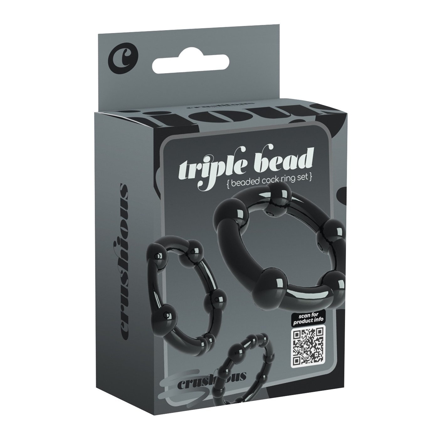 Penio žiedų rinkinys „Triple Bead Black“ - Crushious