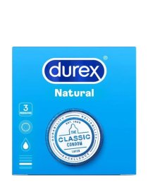 Klasikiniai prezervatyvai „Natural“, 3 vnt. - Durex