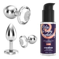 Analinių kaiščių ir lubrikanto rinkinys „Bijou Anal Wet Train Trio Silver“ - Crushious