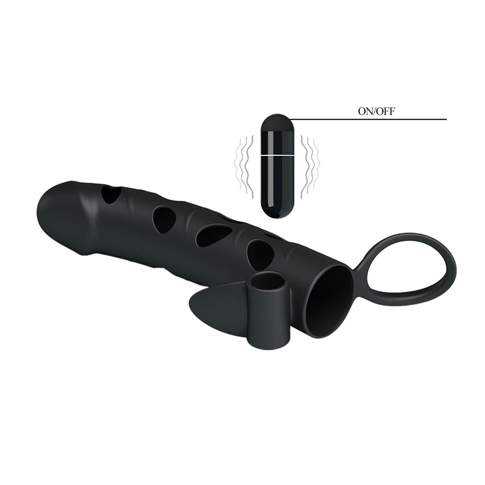 Vibruojanti penio mova „Penis Sleeve with Ball Strap 6“ - Pretty Love