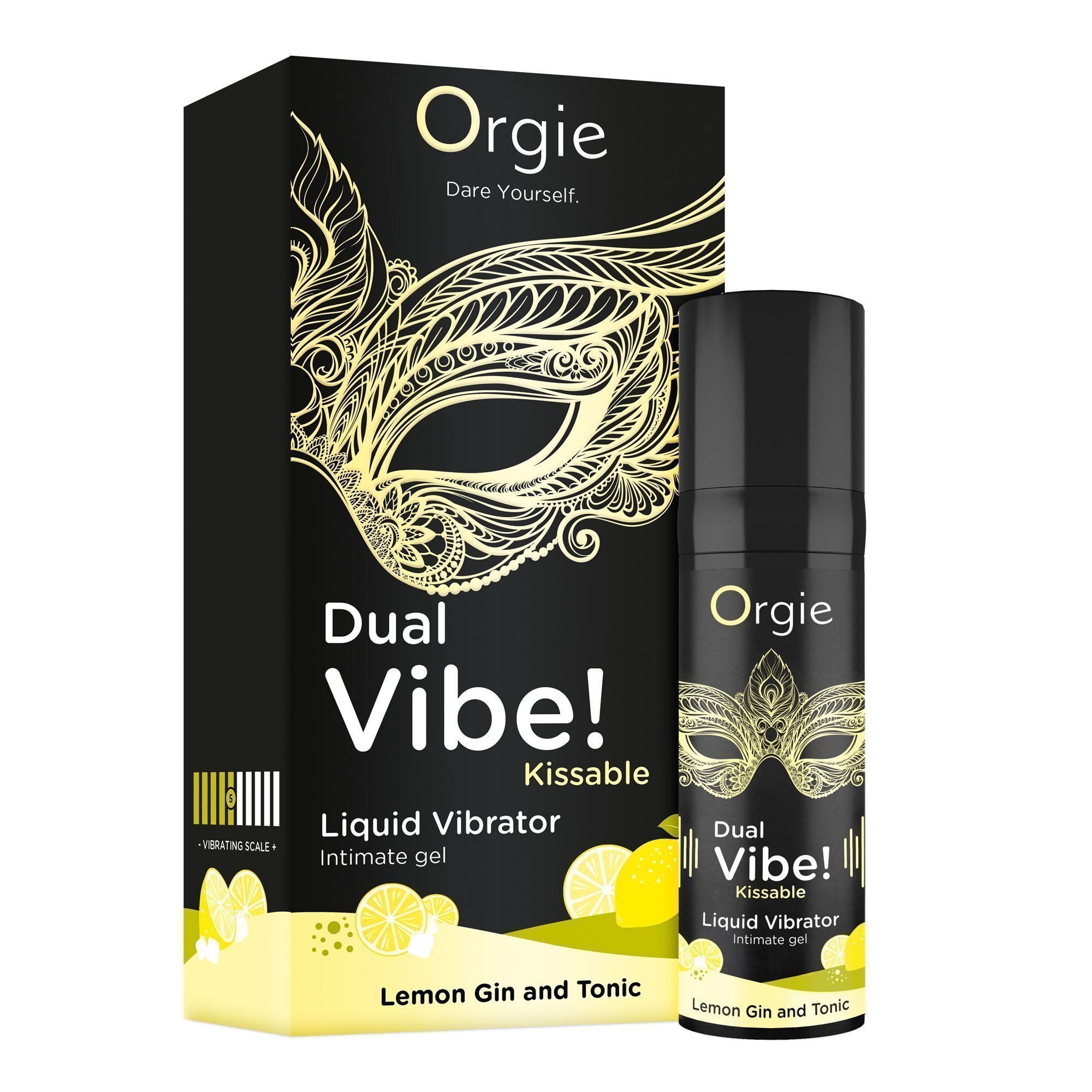 Stimuliuojantis gelis „Dual Vibe! Lemon Gin and Tonic“, 15 ml - Orgie