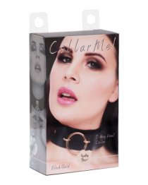 Antkaklis „O-Ring Front Collar Black Gold“ - Kinky Diva