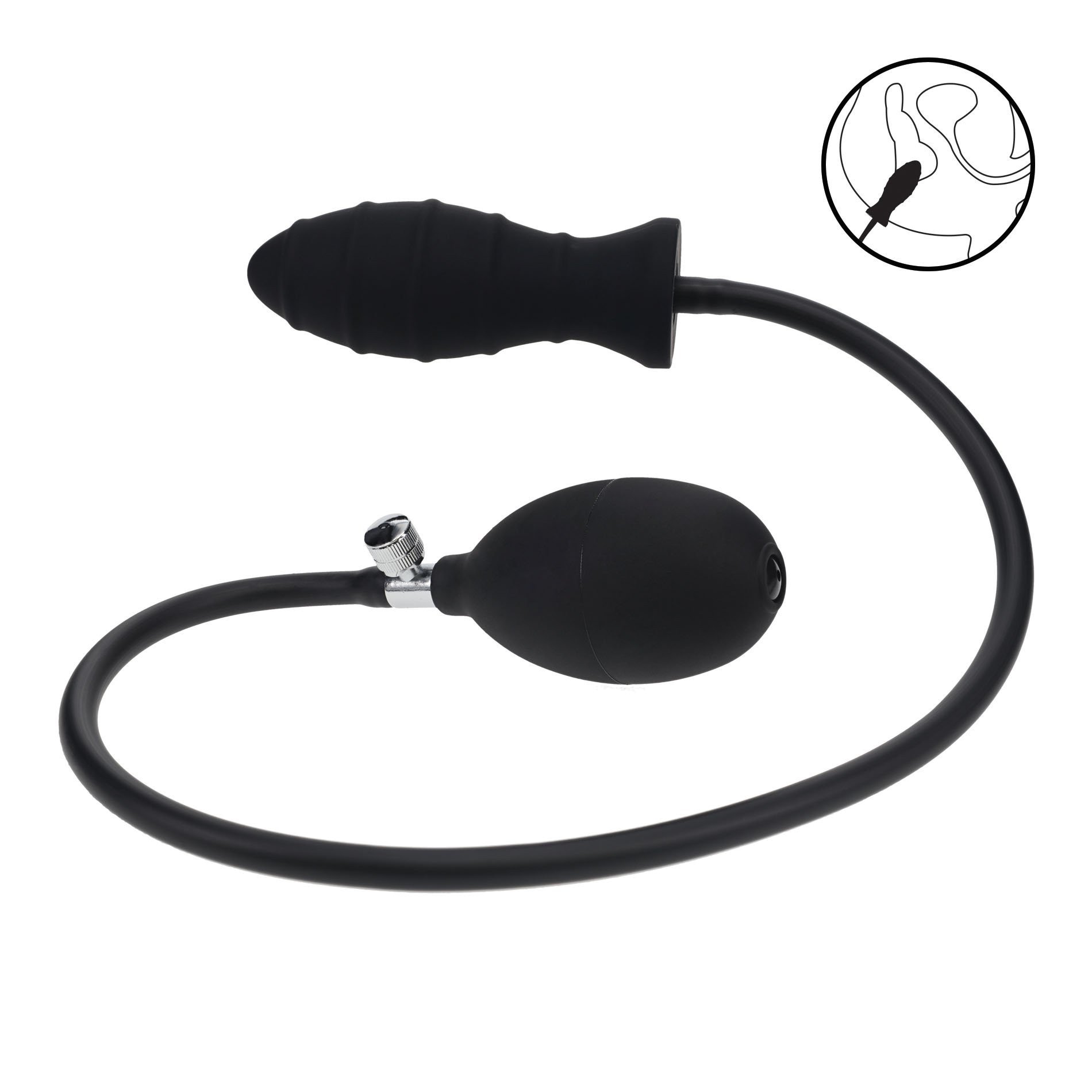 Pripučiamas analinis kaištis „Ribbed Inflatable Silicone Anal Plug“ - Levelz