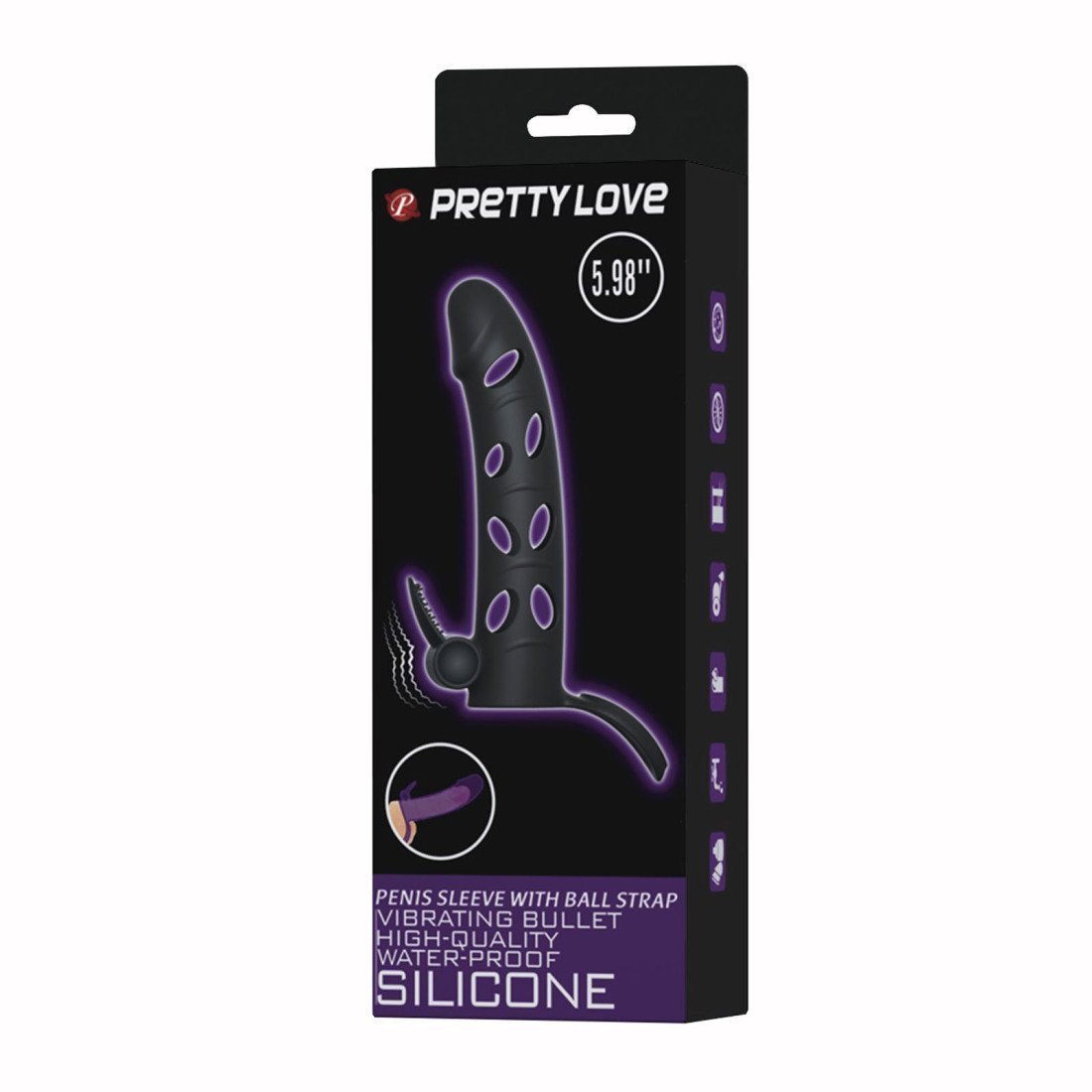 Vibruojanti penio mova „Penis Sleeve with Ball Strap 6“ - Pretty Love