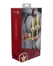 Analinių kaiščių rinkinys „Metal Anal Plug Set Gold“ - Ouch!