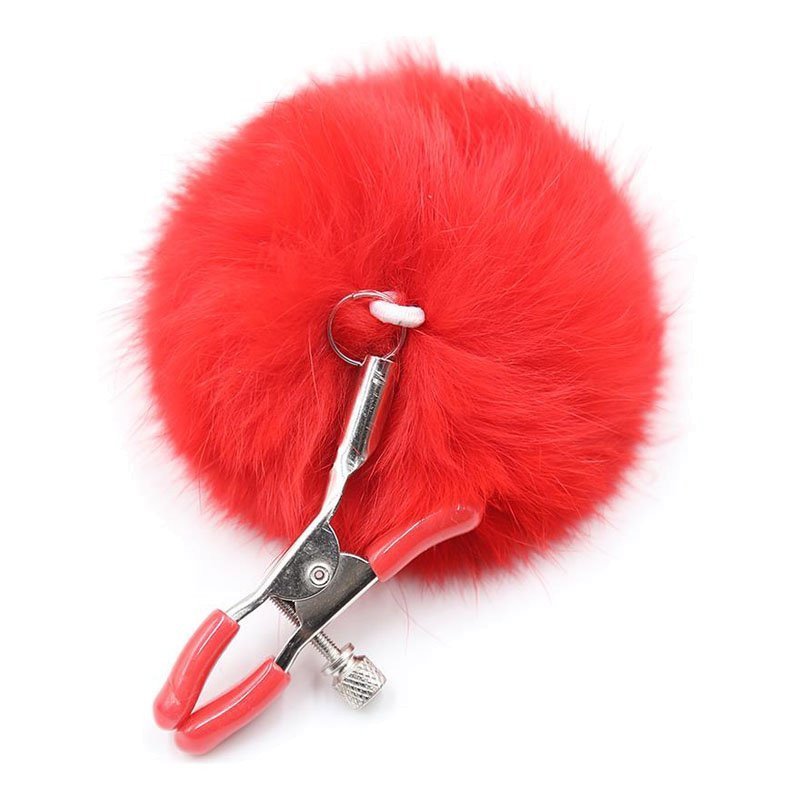 Spenelių spaustukai „Faux Fur Ball Nipple Clamps“ - Latetobed