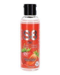 Šildantis masažinis lubrikantas „4 in 1 Vanilla Strawberry Whipped Cream“, 125 ml - Stimul8