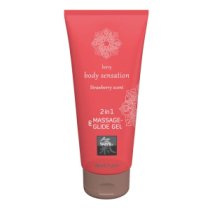 Masažo gelis - lubrikantas „Shiatsu Strawberry Scent“, 200 ml - Hot