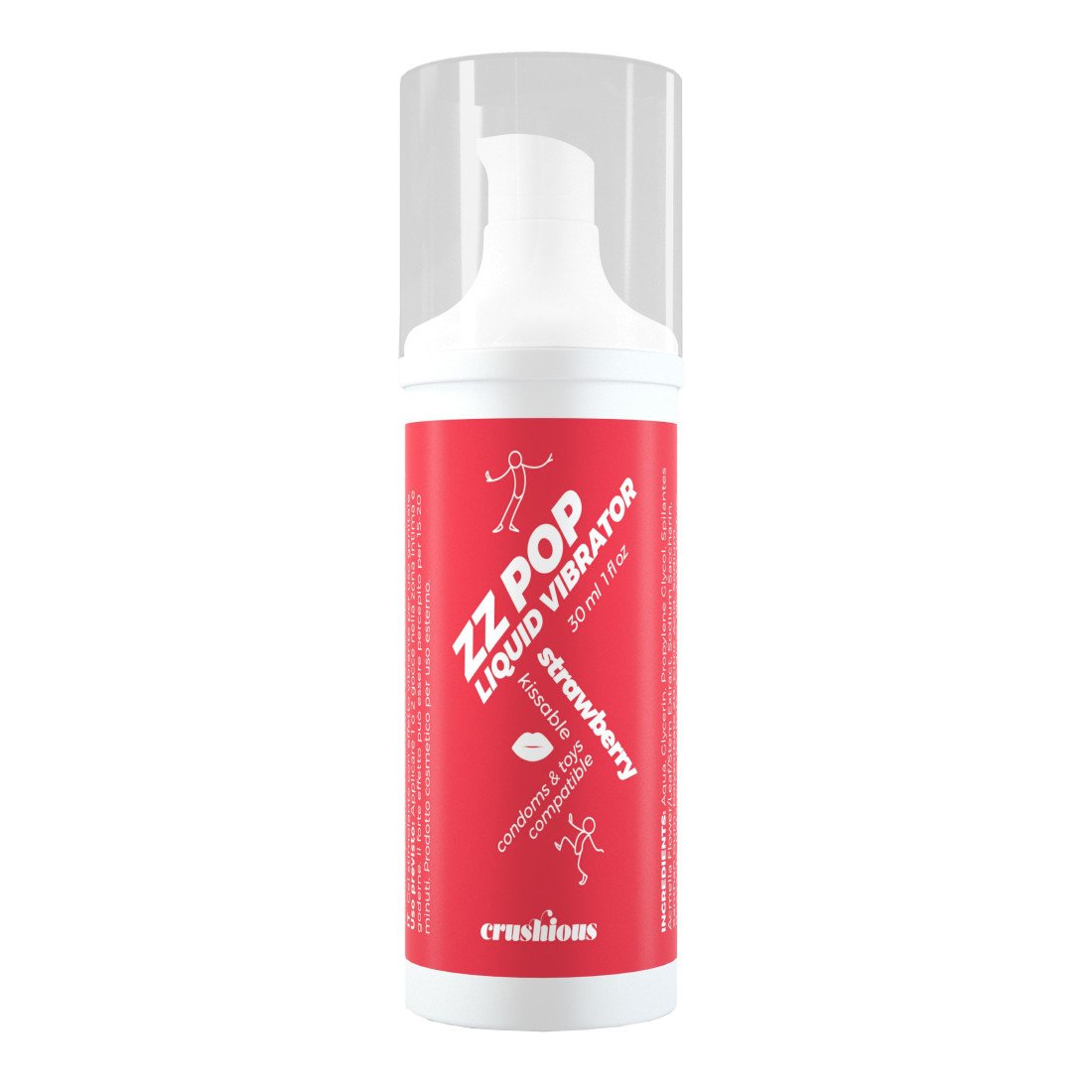 Stimuliuojantis gelis „ZZ Pop Liquid Vibrator Strawberry“, 30 ml - Crushious