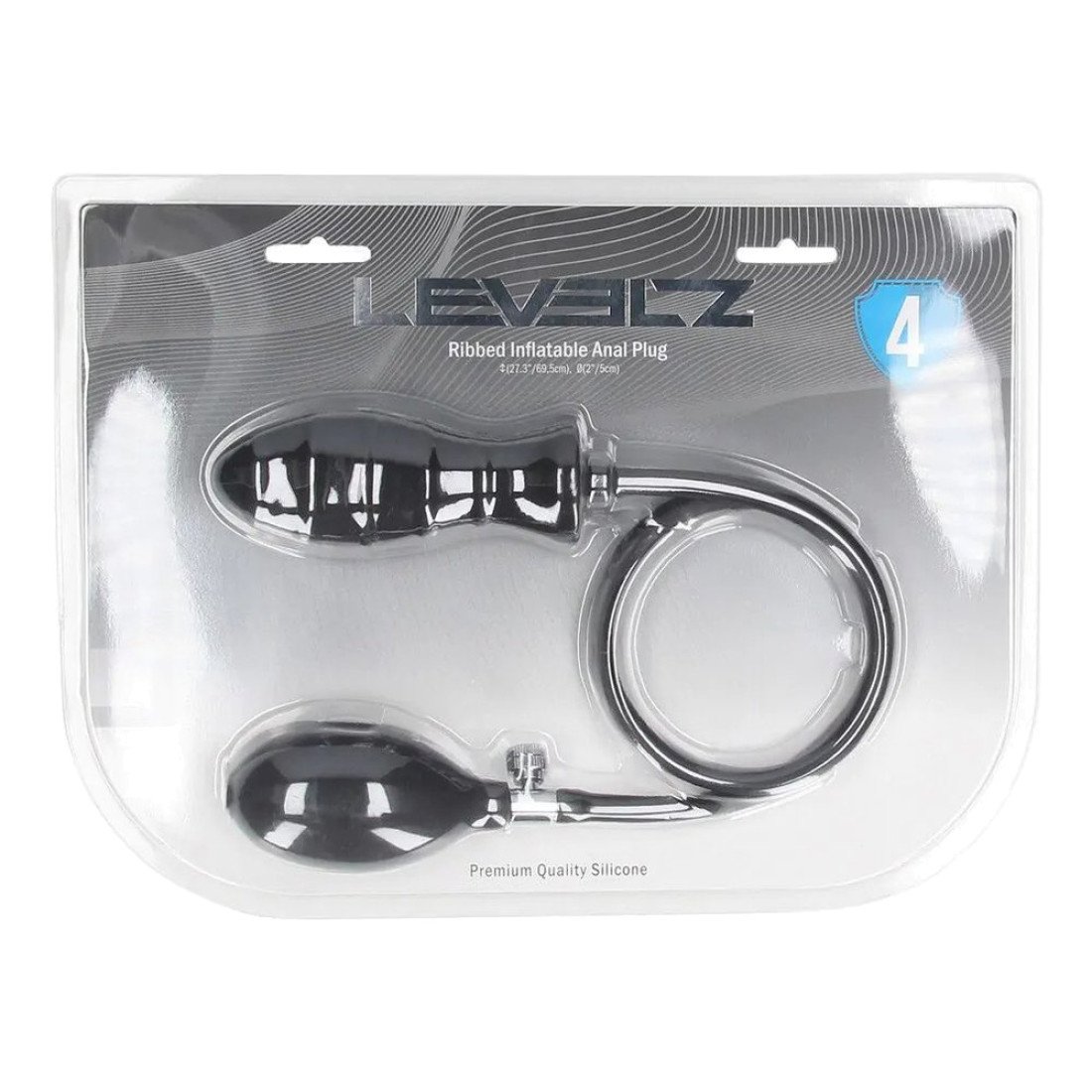 Pripučiamas analinis kaištis „Ribbed Inflatable Silicone Anal Plug“ - Shots Toys