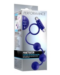 Vibruojantis penio žiedas - analiniai karoliukai „Performance Penetrator“ - Blush