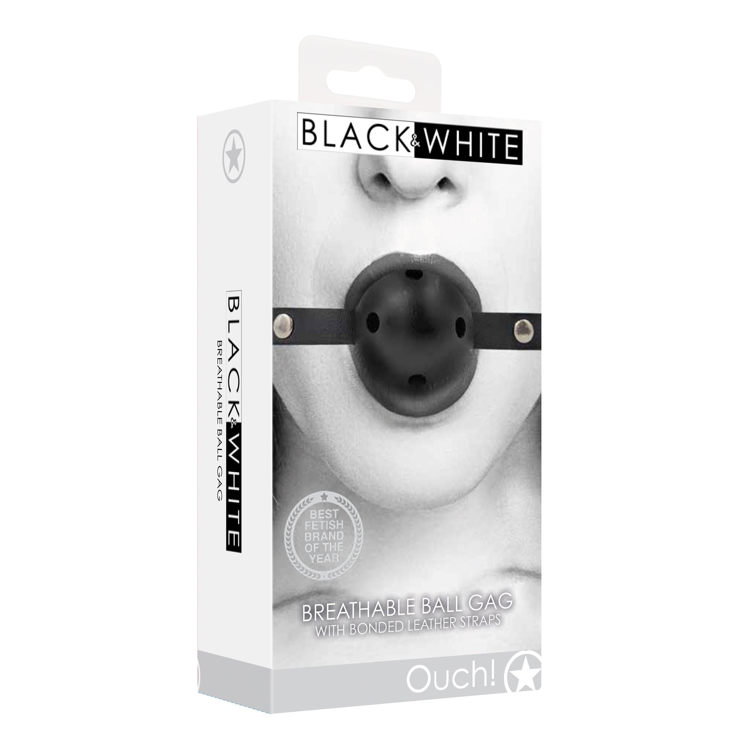 Burnos kaištis „Black & White Breathable Ball Gag“ - Ouch!