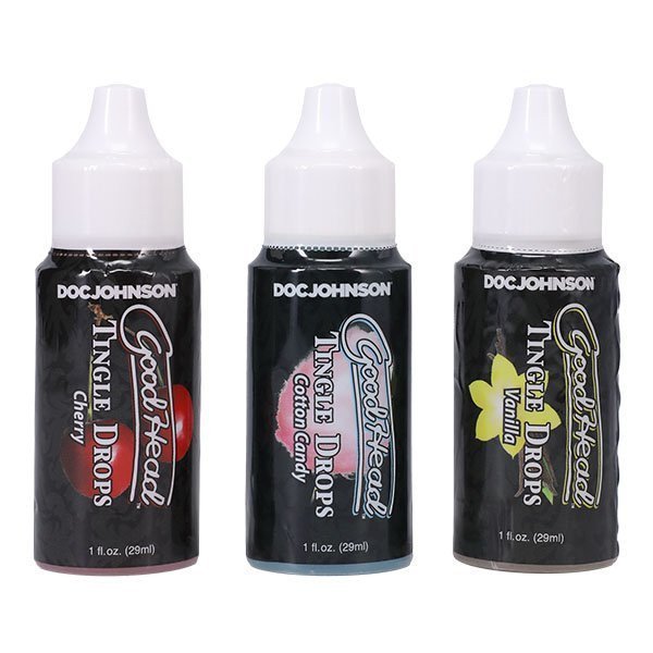 Rinkinys oraliniam seksui „GoodHead Tingle Drops“, 3 vnt. - Doc Johnson