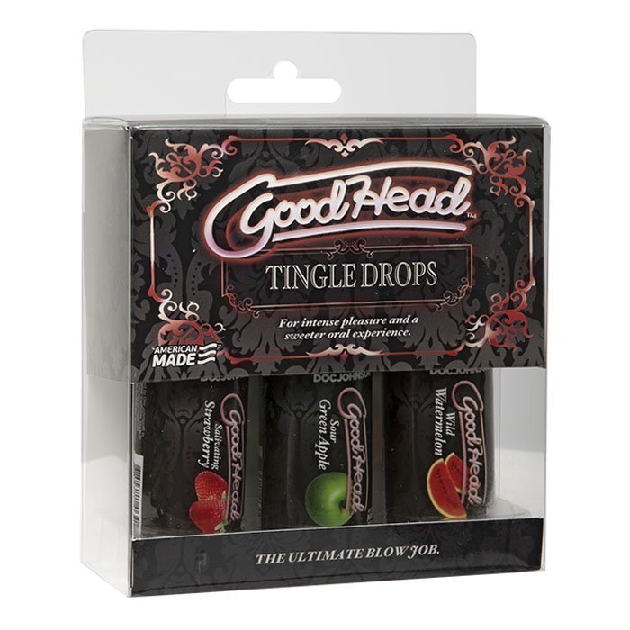 Rinkinys oraliniam seksui „Good Head Tingle Drops“, 3 vnt. - Doc Johnson