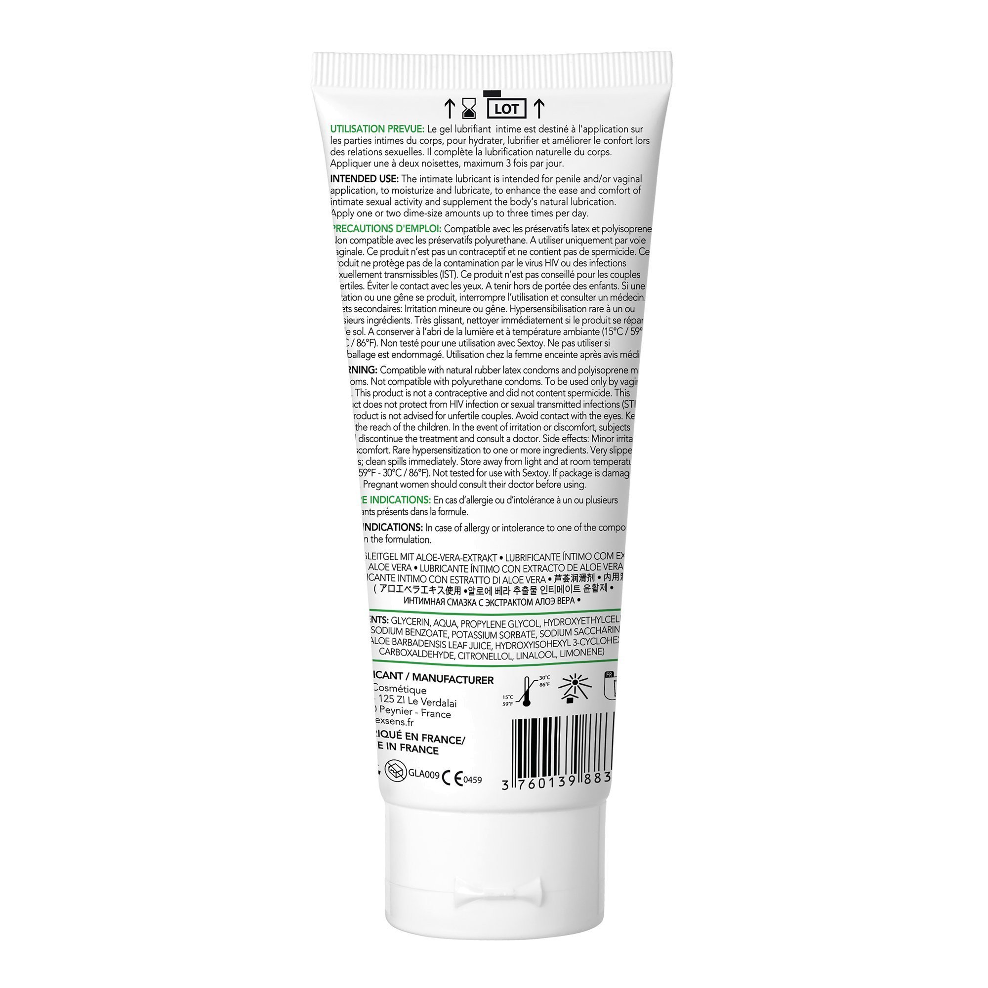 Vandens pagrindo lubrikantas „Aloe Vera“, 100 ml - Exsens