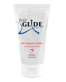 Braškių kvapo vandens pagrindo lubrikantas „Just Glide Strawberry“, 50 ml - Just Glide