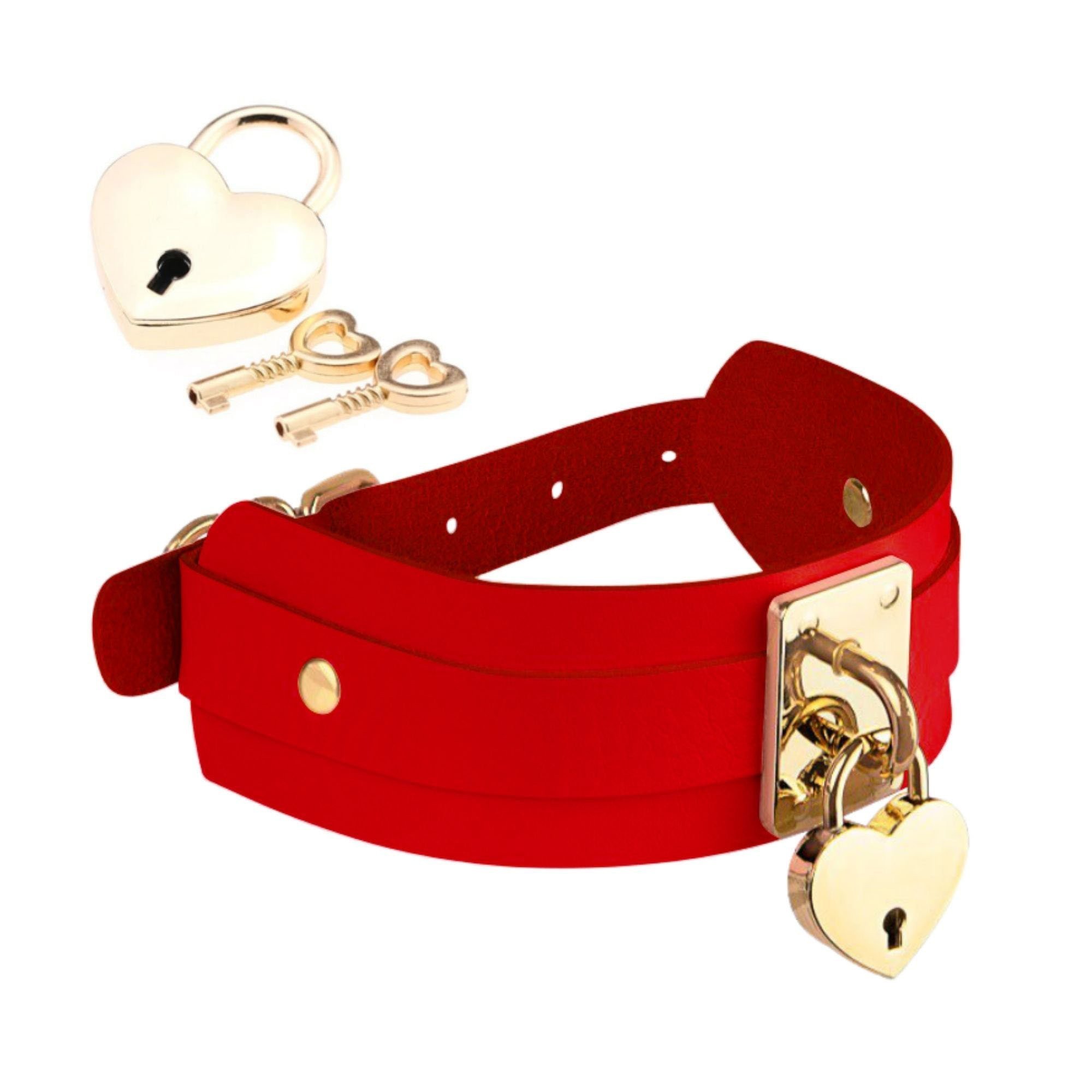 Antkaklis „Heart Lock Key Collar“ - Kinky Diva