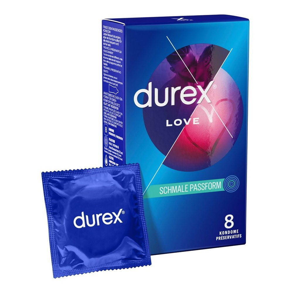 Papildomai lubrikuoti prezervatyvai „Love“, 8 vnt. - Durex